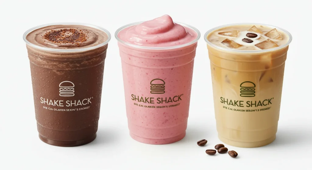 Shake Shack breakfast drinks in branded cups.